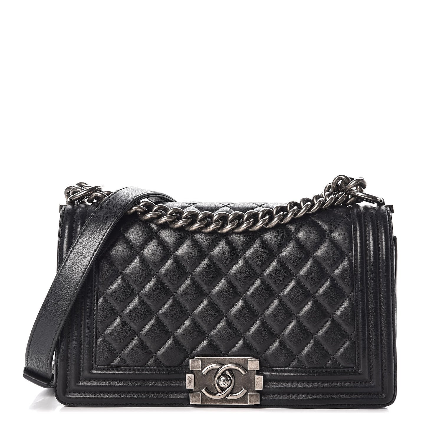 Calfskin Quilted Medium Boy Flap Black
