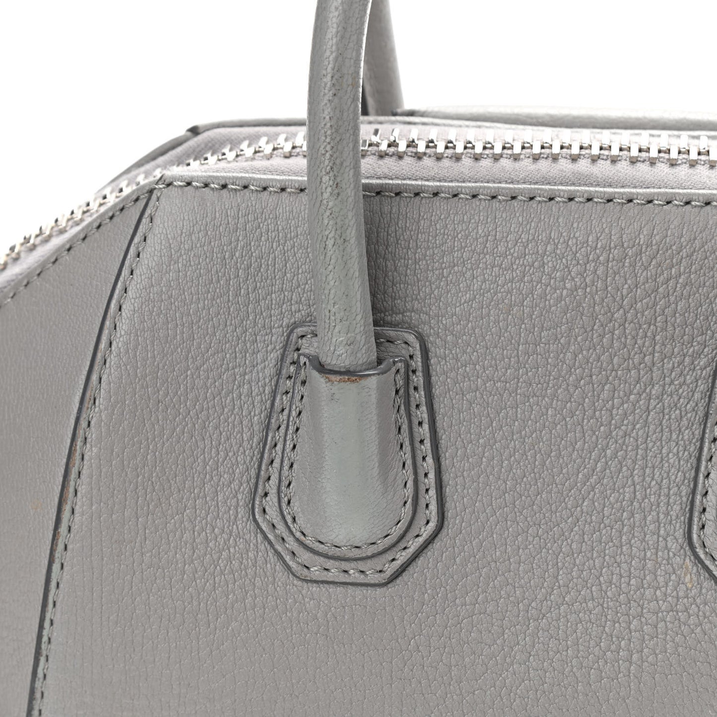 Sugar Goatskin Mini Antigona Pearl Grey