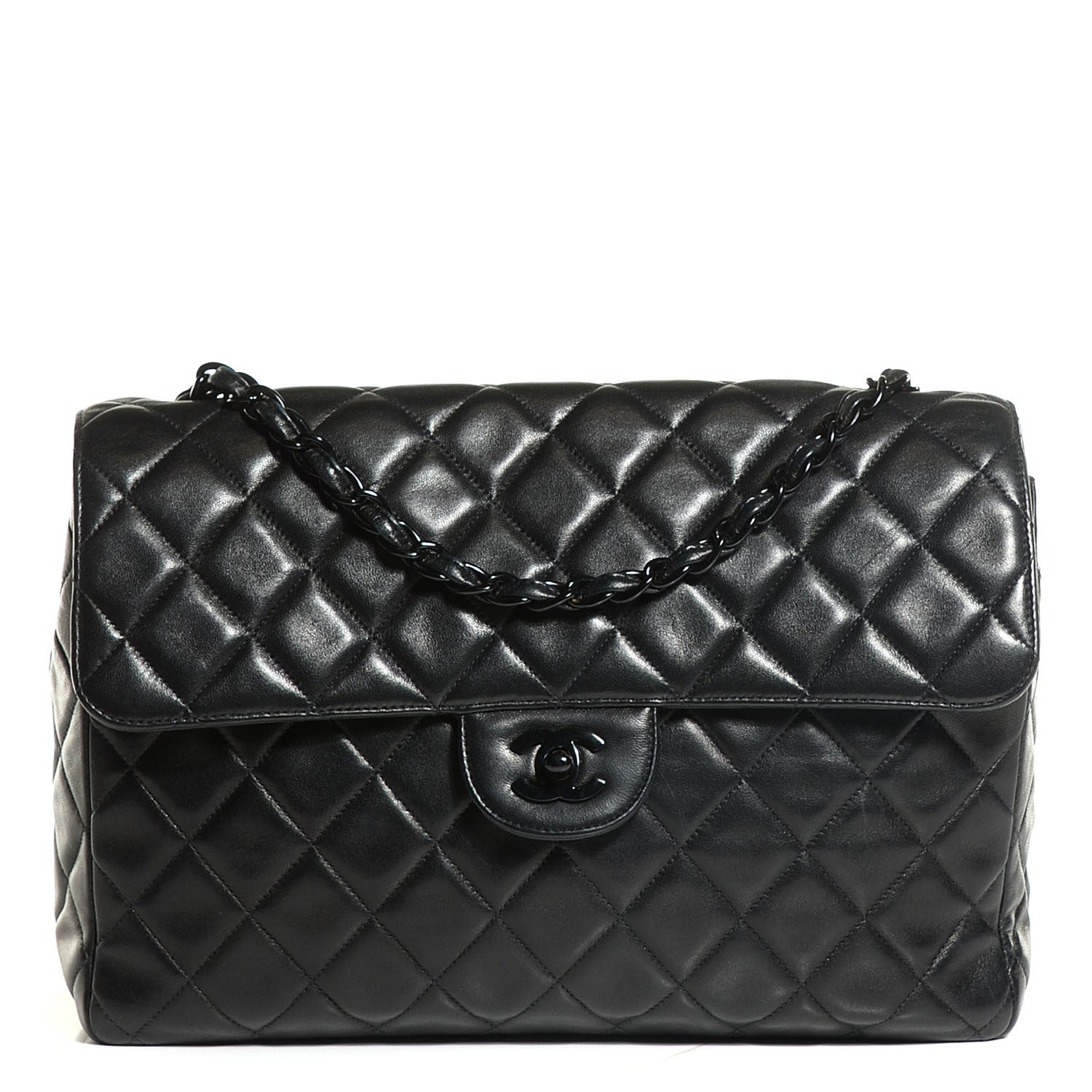 Chanel Lambskin Quilted Jumbo Single Flap So Black 1 of 11