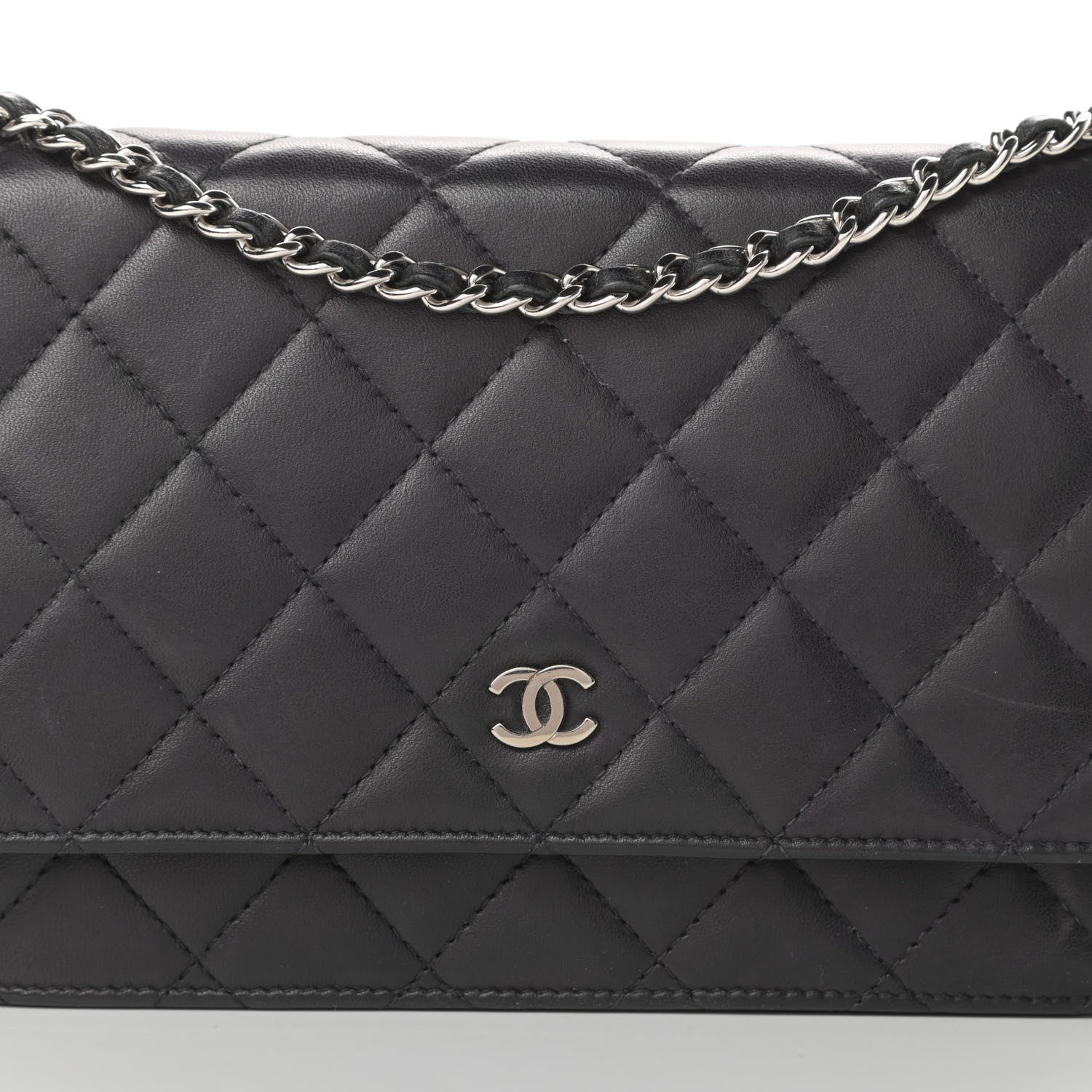 Chanel Lambskin Quilted Wallet On Chain WOC Black 9 of 14
