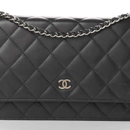 Chanel Lambskin Quilted Wallet On Chain WOC Black 9 of 14