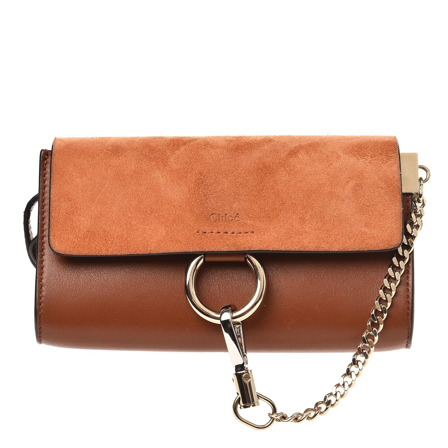 Chloe Suede Calfskin Mini Faye Shoulder Bag Tobacco 1 of 7