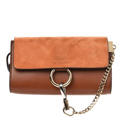 Chloe Suede Calfskin Mini Faye Shoulder Bag Tobacco 1 of 7