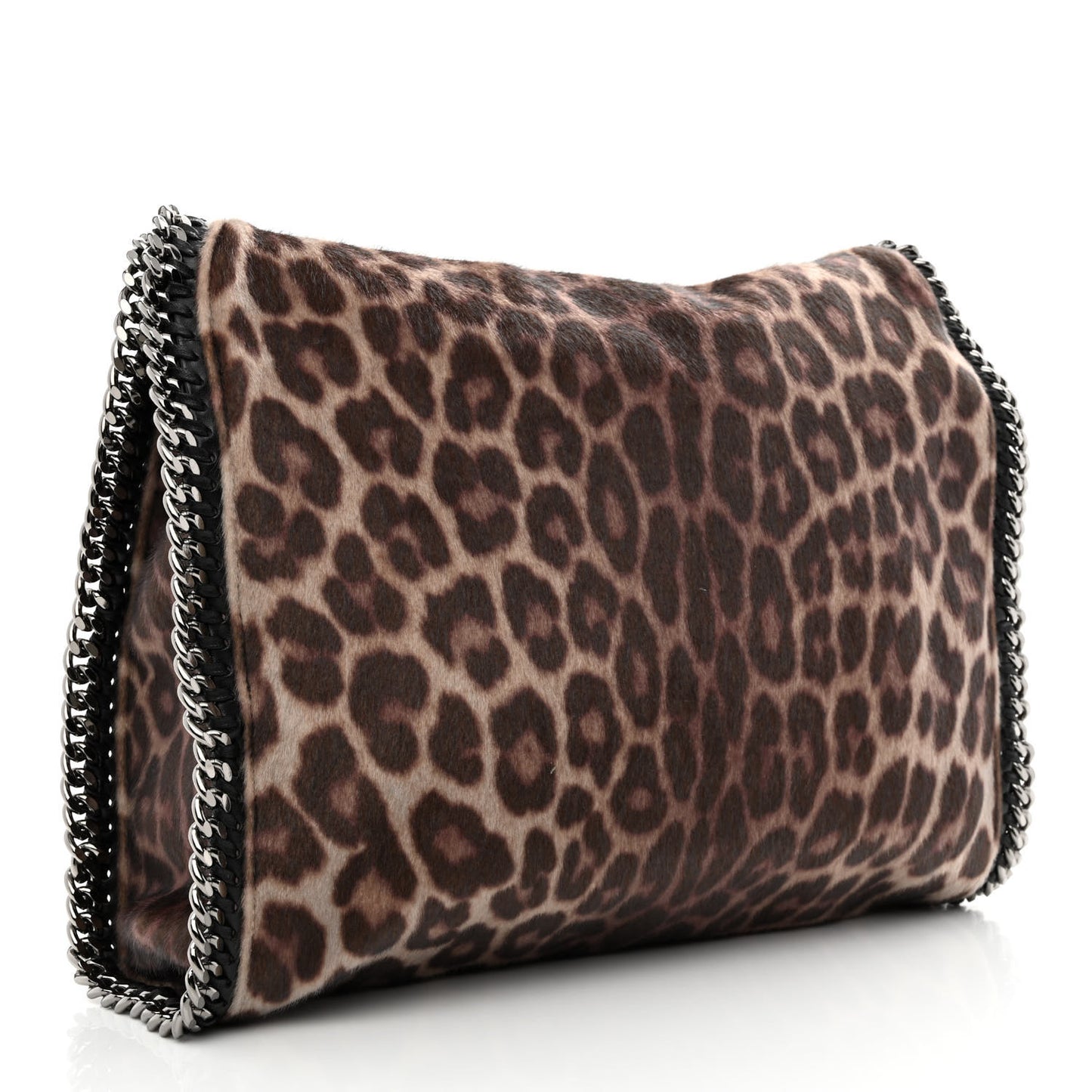 Faux Calf Hair Leopard Print Small Falabella Tote Brown