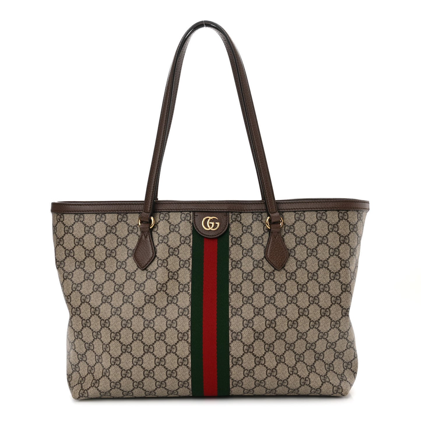 GG Supreme Monogram Medium Ophidia Shopping Tote Brown