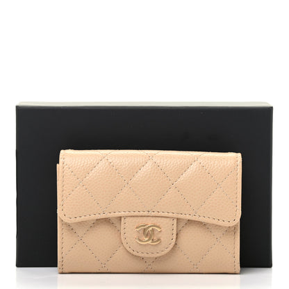 Chanel Caviar Quilted Flap Card Holder Wallet Beige 9 of 9