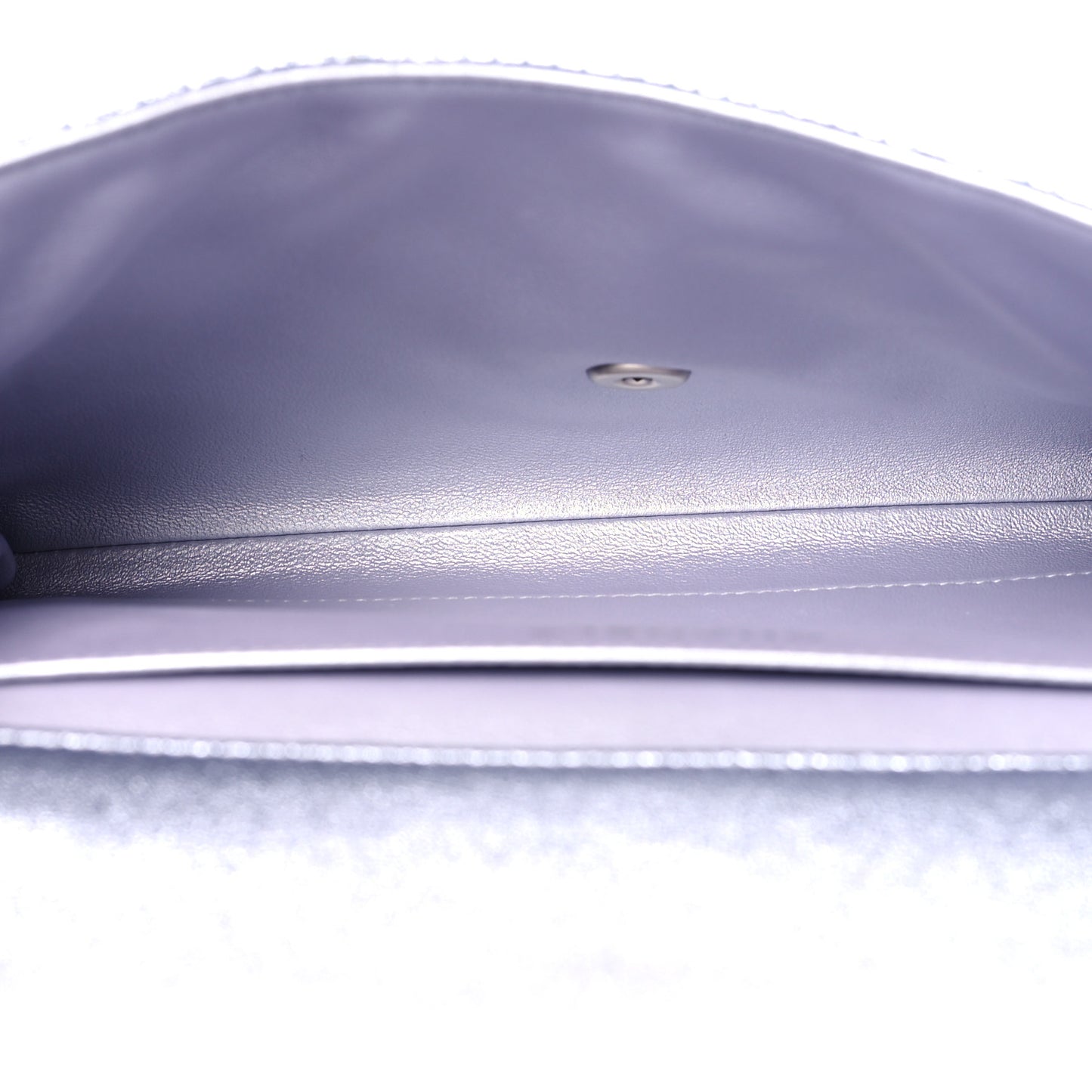 Metallic Perforated Lambskin Quilted Clutch With Chain Flap Silver
