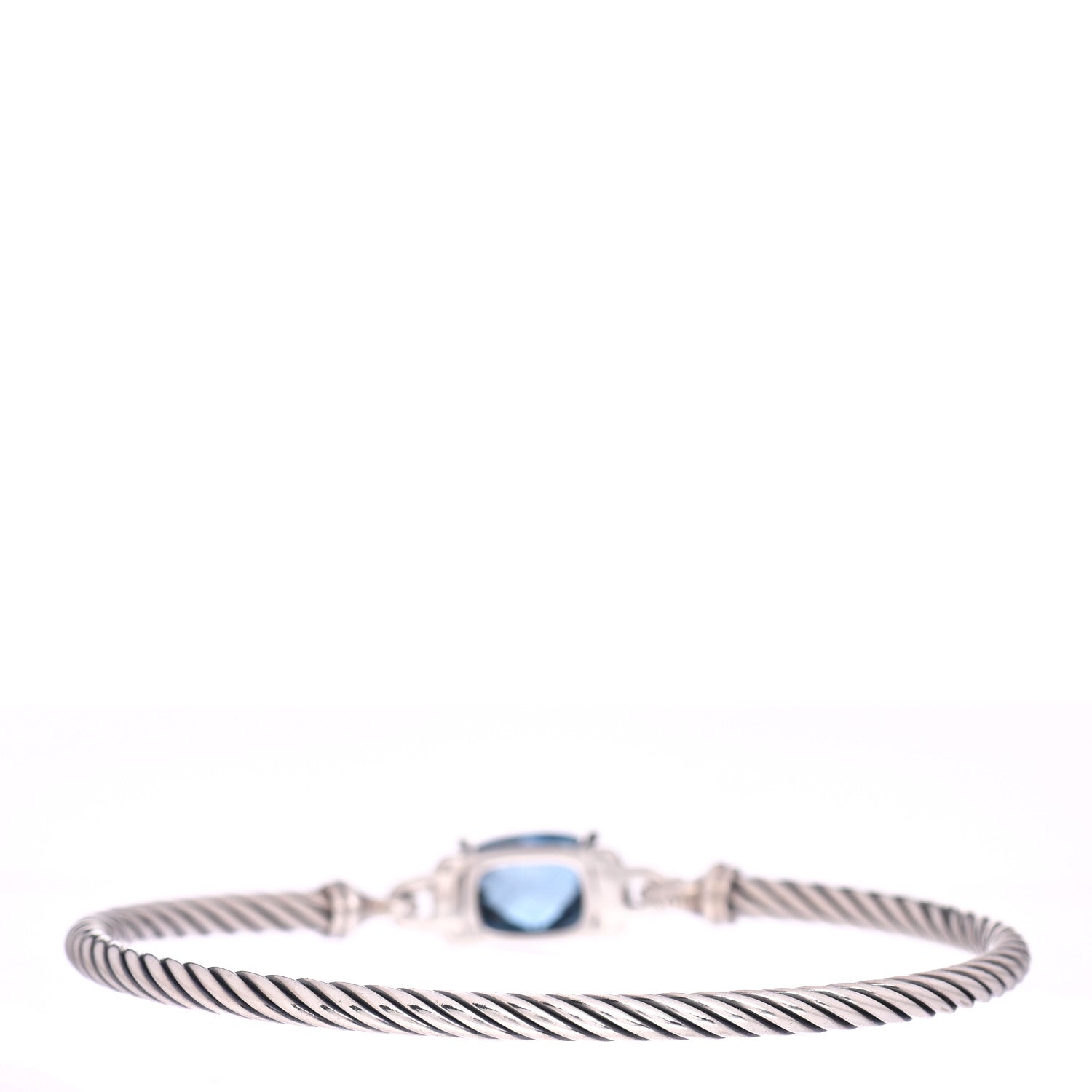 David Yurman Sterling Silver Diamond Hampton Blue Topaz 3mm Petite Wheaton Bracelet 3 of 4