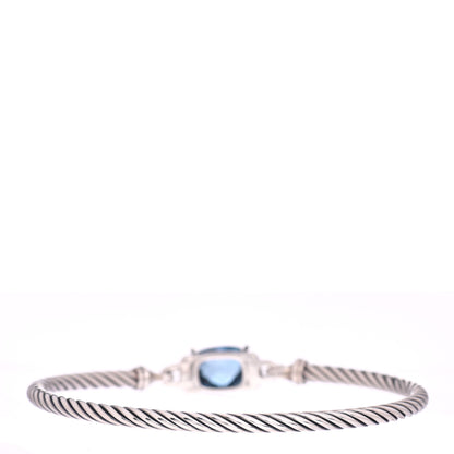 David Yurman Sterling Silver Diamond Hampton Blue Topaz 3mm Petite Wheaton Bracelet 3 of 4