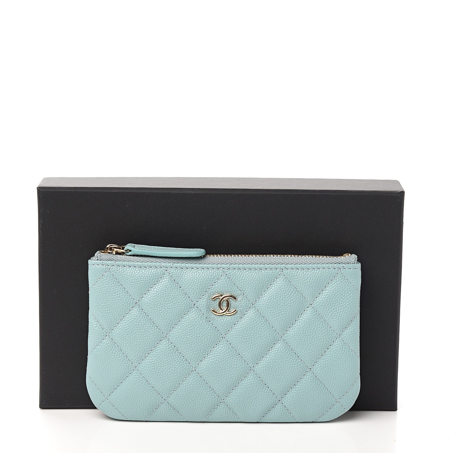 Chanel Caviar Quilted Small Cosmetic Case Light Blue 7 of 7