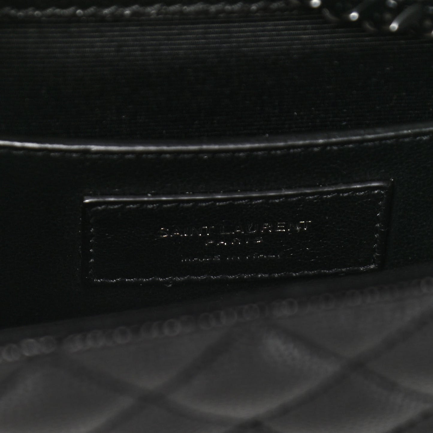 Grain De Poudre Textured Mixed Matelasse Triquilt Small Monogram Satchel Black