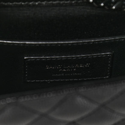 Saint Laurent Grain De Poudre Textured Mixed Matelasse Triquilt Small Monogram Satchel Black 6 of 11