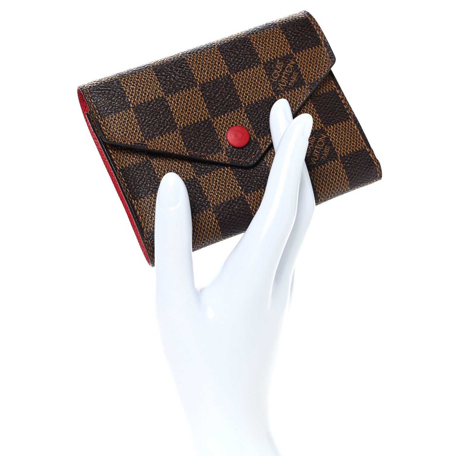 Louis Vuitton Damier Ebene Victorine Wallet Red 2 of 7