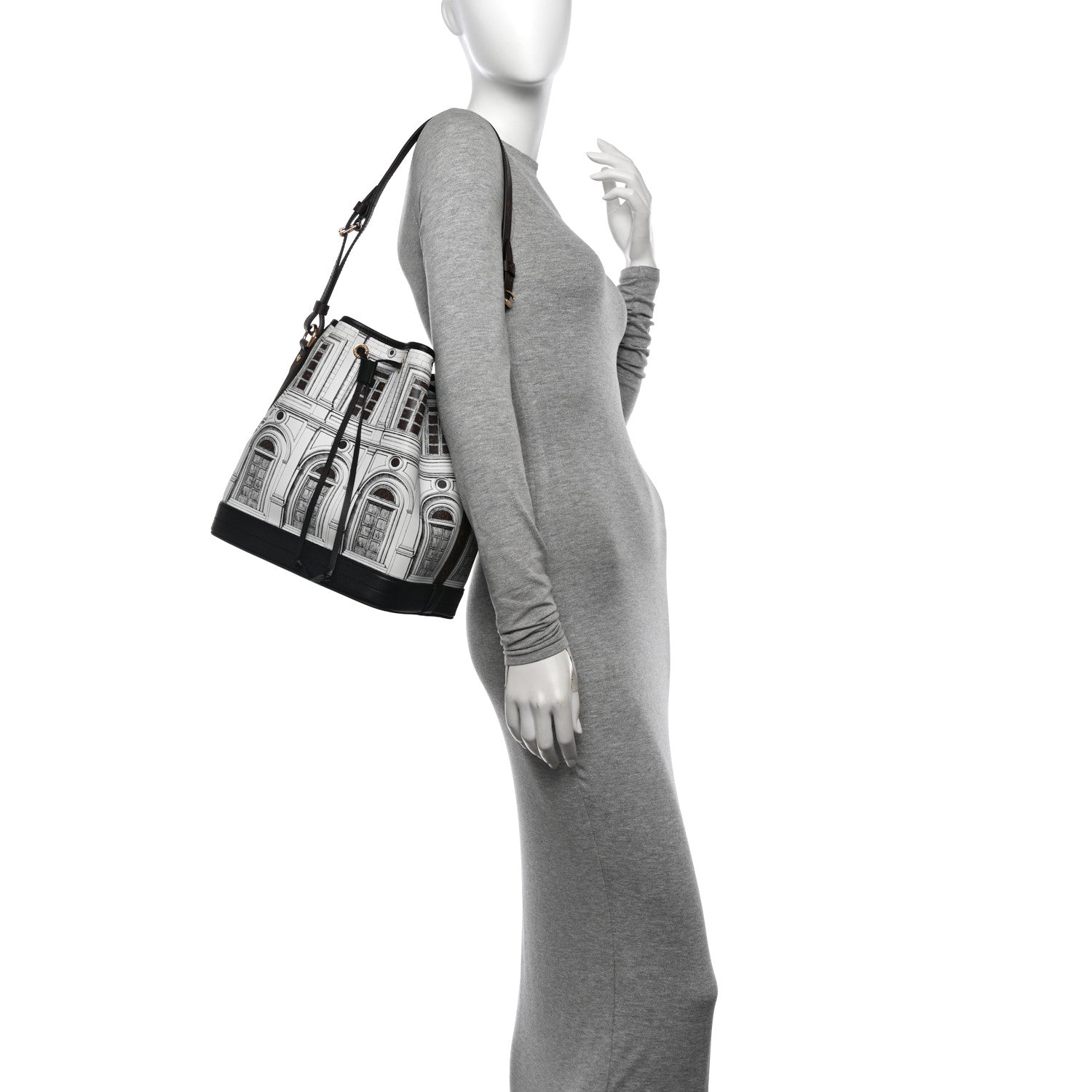 Louis Vuitton X FORNASETTI Calfskin Architettura Noe MM Black White 2 of 9