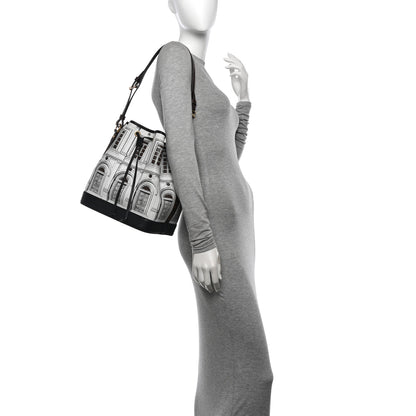 Louis Vuitton X FORNASETTI Calfskin Architettura Noe MM Black White 2 of 9