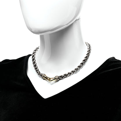 David Yurman Sterling Silver 18K Yellow Gold Diamond 8mm Wheat Chain Necklace 2 of 5