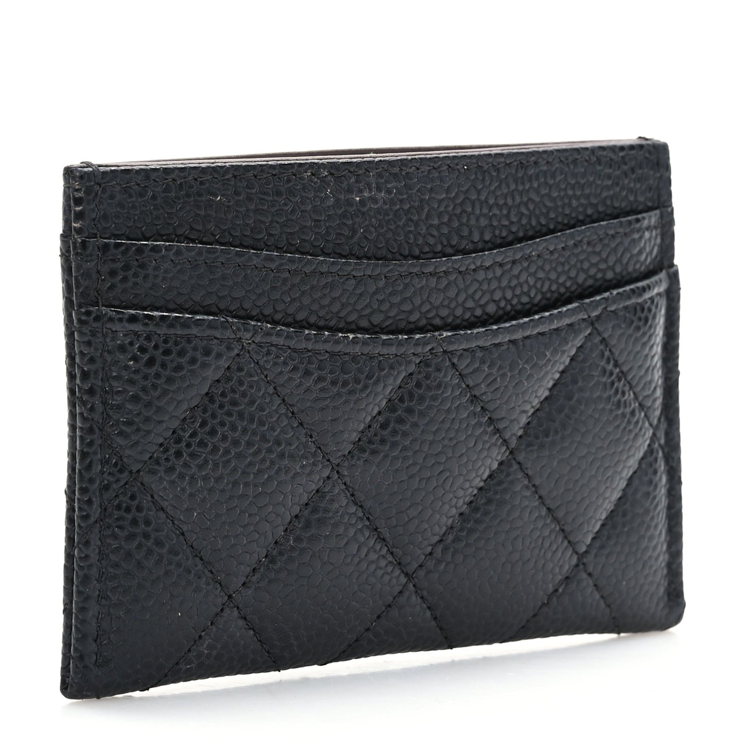 Caviar Quilted Card Holder Black