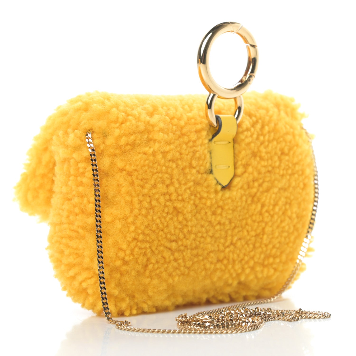 Fendi Shearling Vitello Grace Nano Baguette Charm Narciso 3 of 11