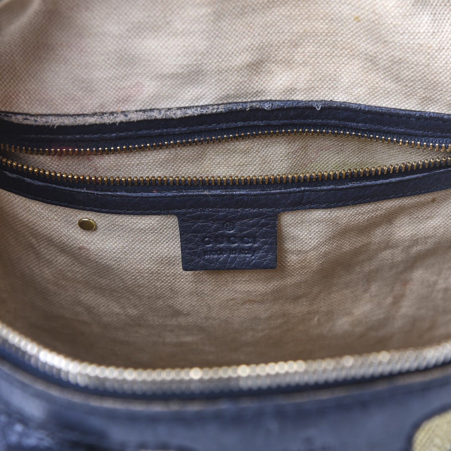 Calfskin Vintage Web Medium Boston Navy