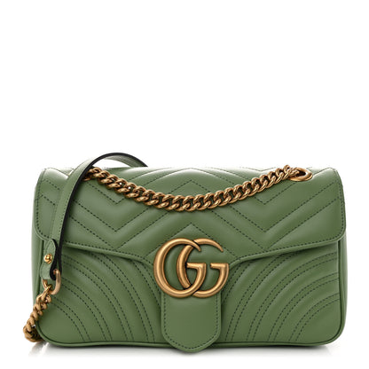 Gucci Calfskin Matelasse Small GG Marmont Shoulder Bag Salamander Green 1 of 10