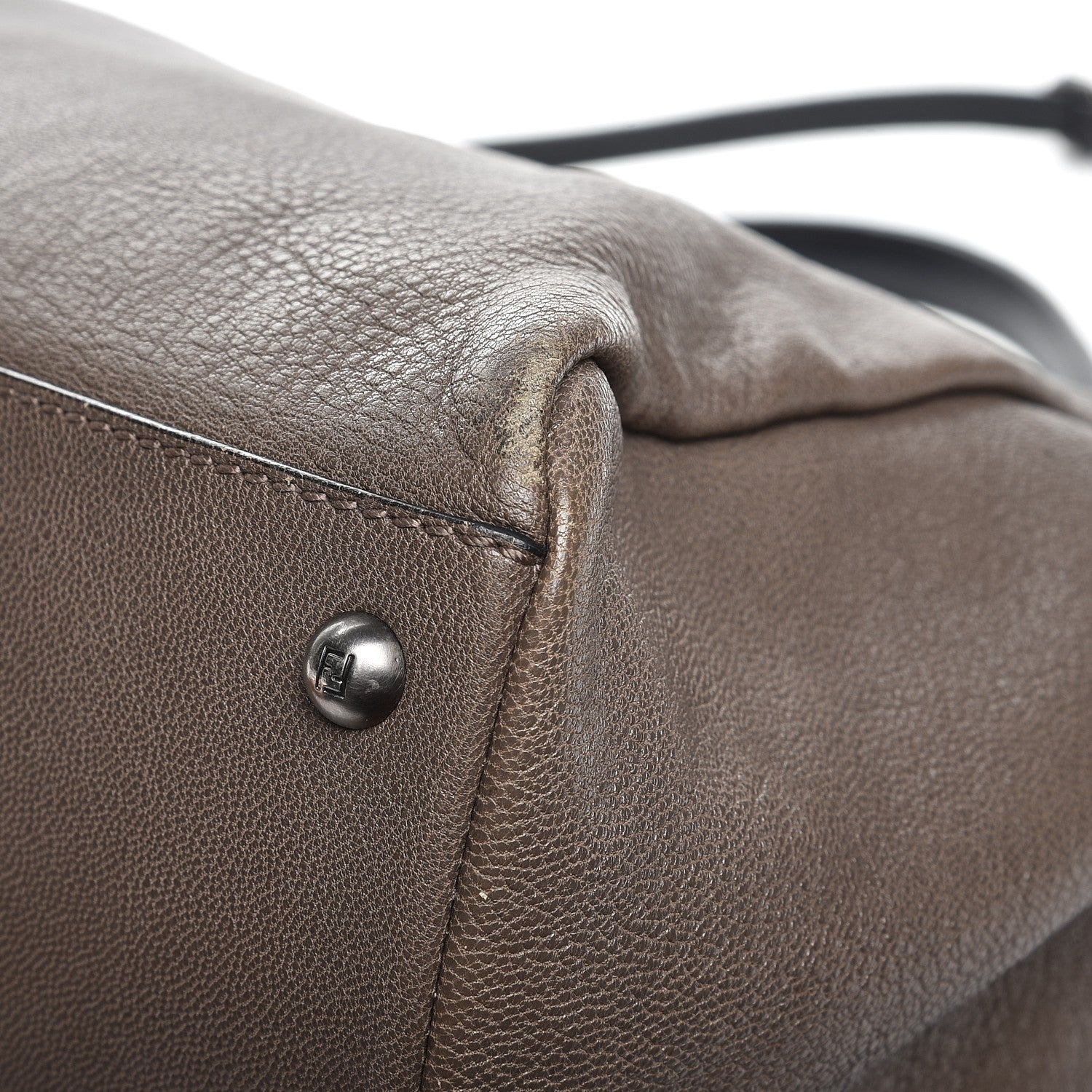 Fendi Goatskin Zucca Large Peekaboo Iconic Satchel Taupe Tobacco Moro 11 of 13