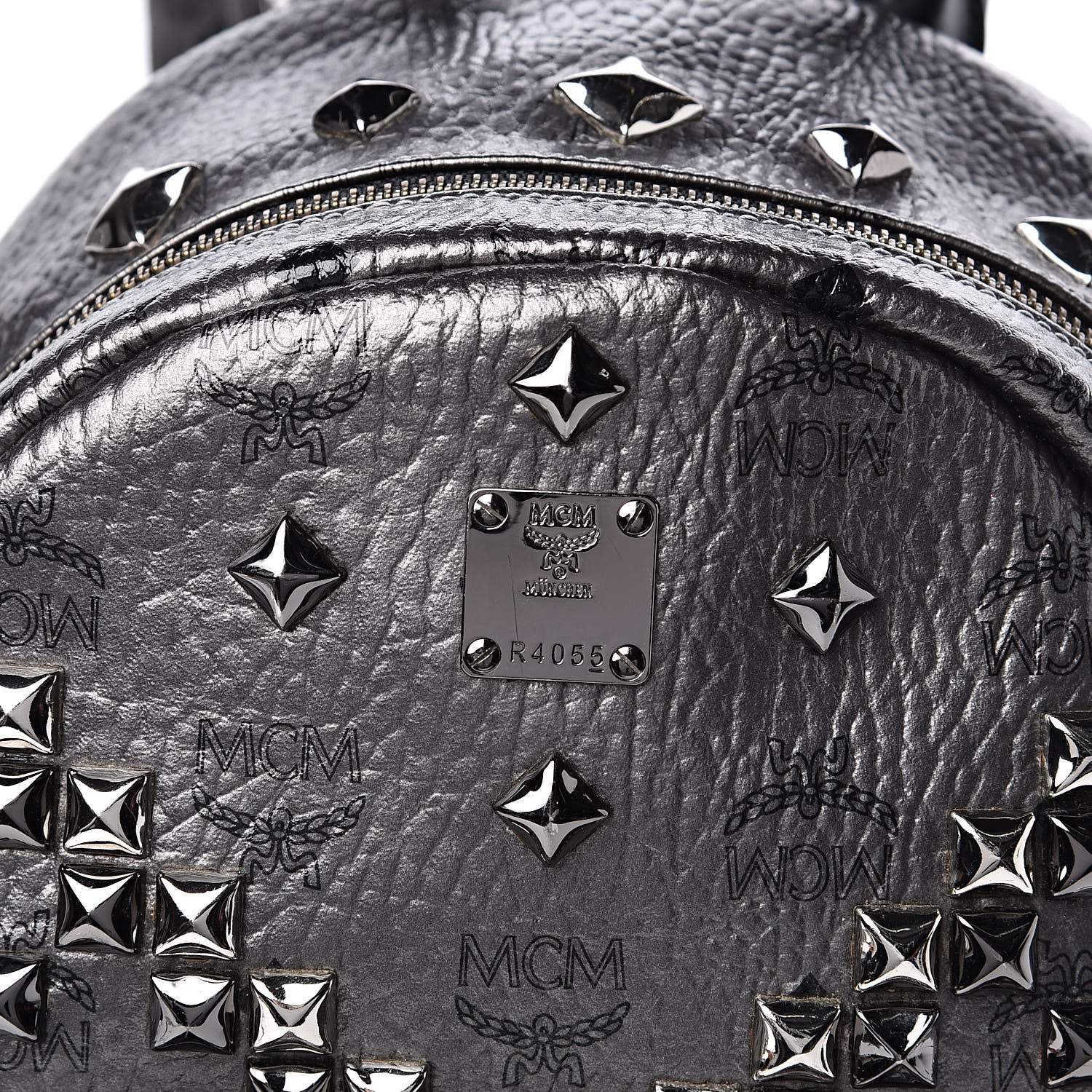 MCM Metallic Visetos Small Stark M Backpack Silver Black 10 of 10