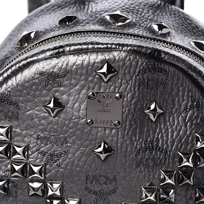 MCM Metallic Visetos Small Stark M Backpack Silver Black 10 of 10