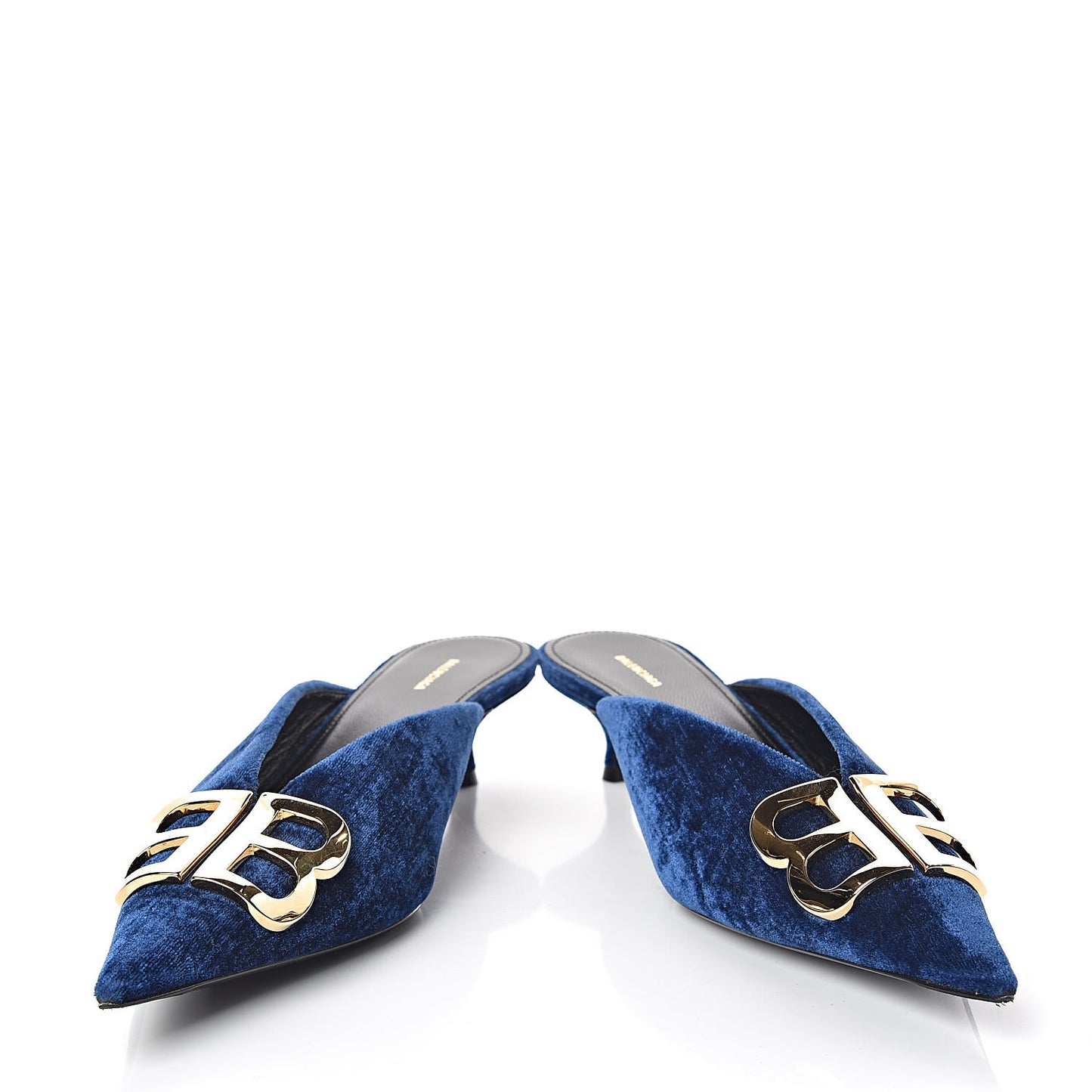Stretch Velvet Pointed Toe BB 40mm Mules 39.5 Bleu Ocean