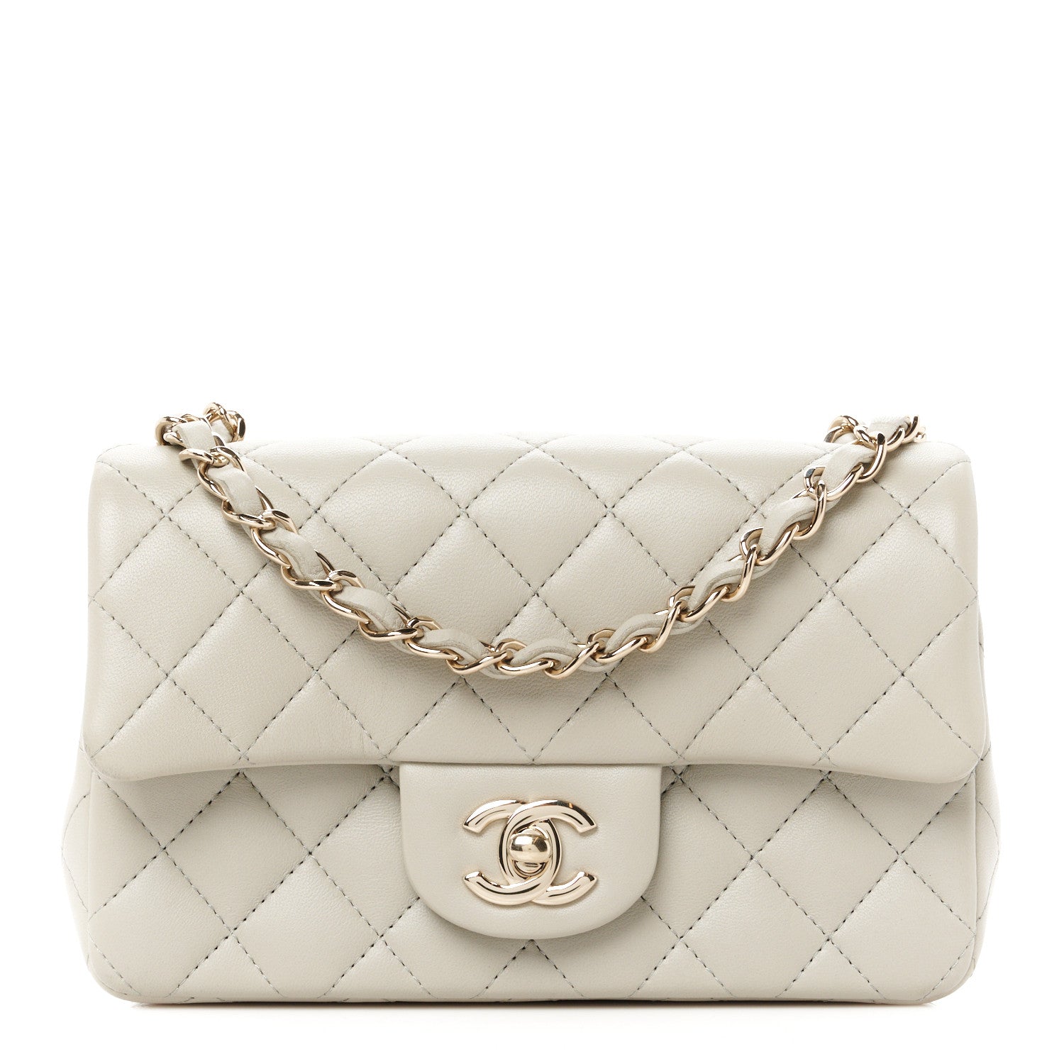 Chanel Lambskin Quilted Mini Rectangular Flap Grey 1 of 12