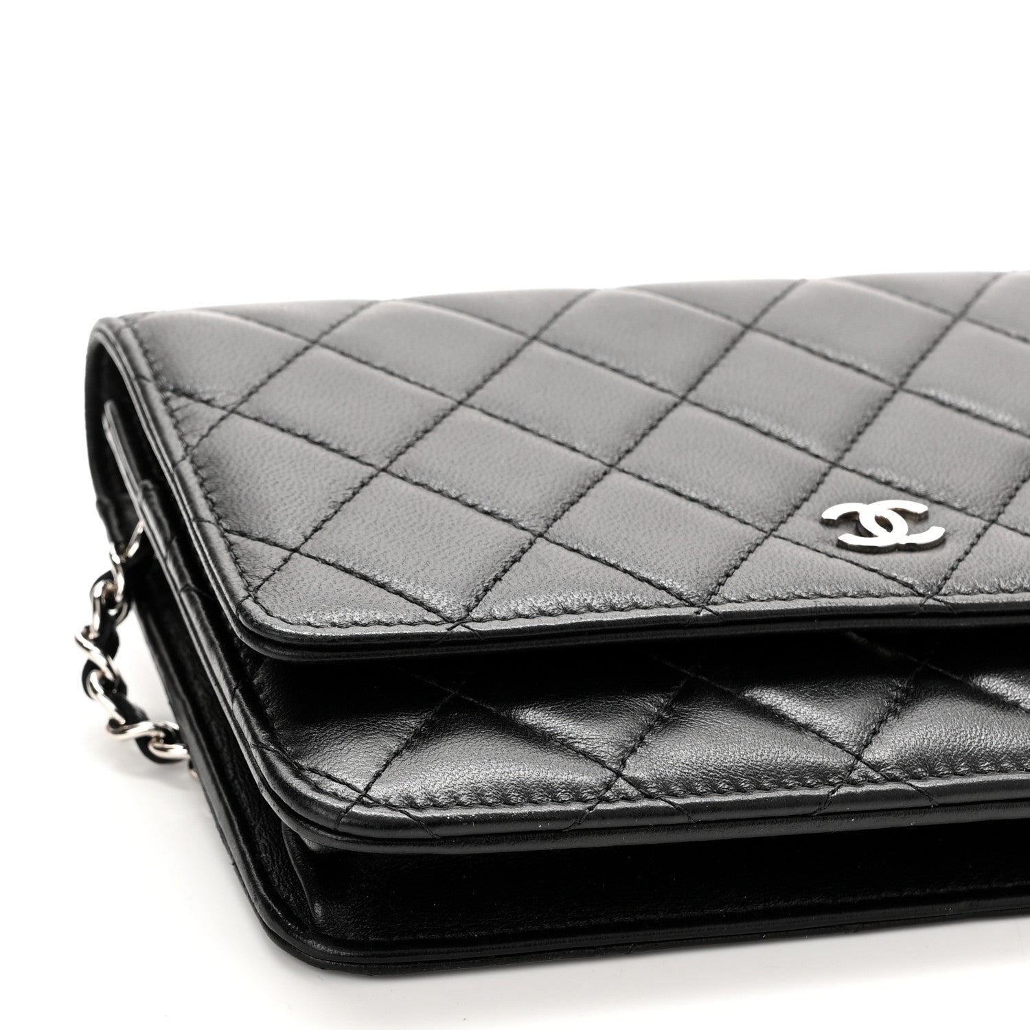Chanel Lambskin Quilted Wallet On Chain WOC Black 11 of 13