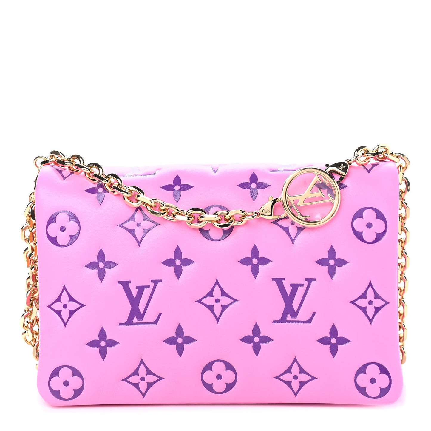 Lambskin Embossed Monogram Vuittamins Pochette Coussin Rose Violet