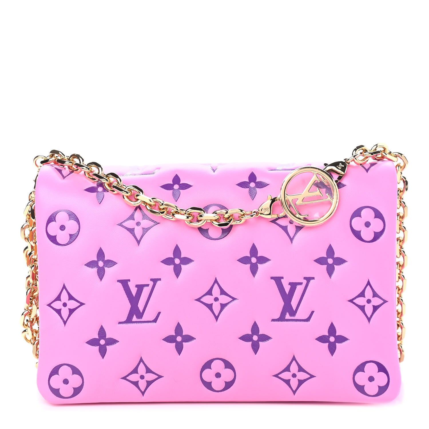 Louis Vuitton Lambskin Embossed Monogram Vuittamins Pochette Coussin Rose Violet 1 of 8