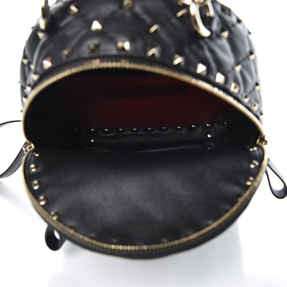 Valentino Garavani Lambskin VLTN Print Quilted Mini Rockstud Spike Backpack Black 5 of 10
