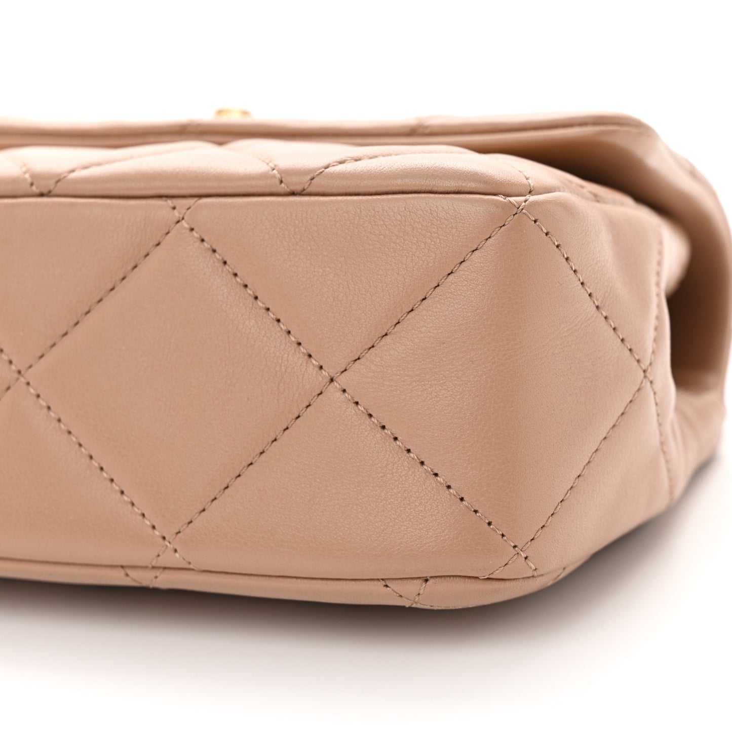 Calfskin Quilted Mini Charms Flap Dark Beige