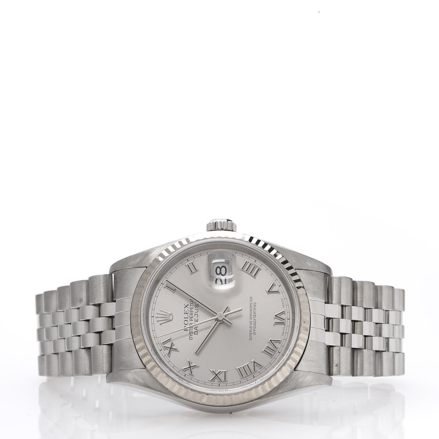 Rolex Stainless Steel 18K White Gold 36mm Oyster Perpetual Datejust Watch Silver 16234 3 of 8