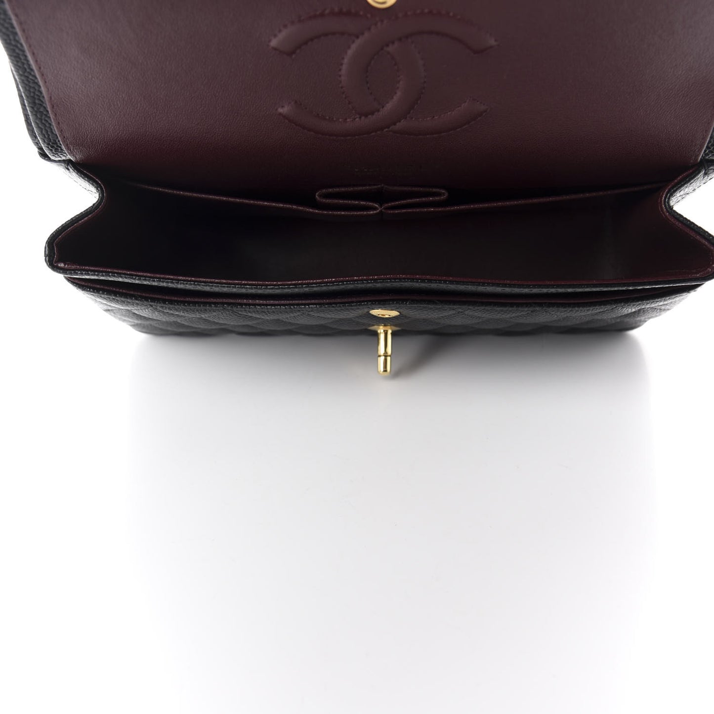 Caviar Quilted Medium Double Flap Black