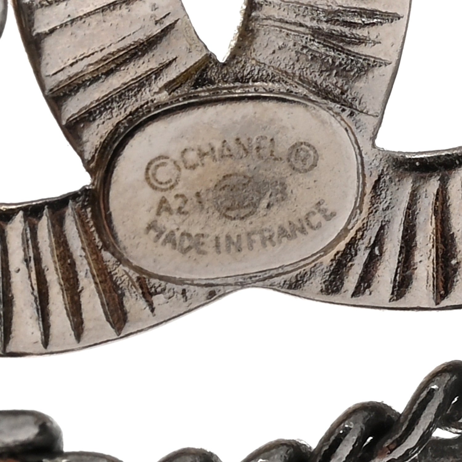Chanel Crystal Chain CC Earrings Silver 4 of 5