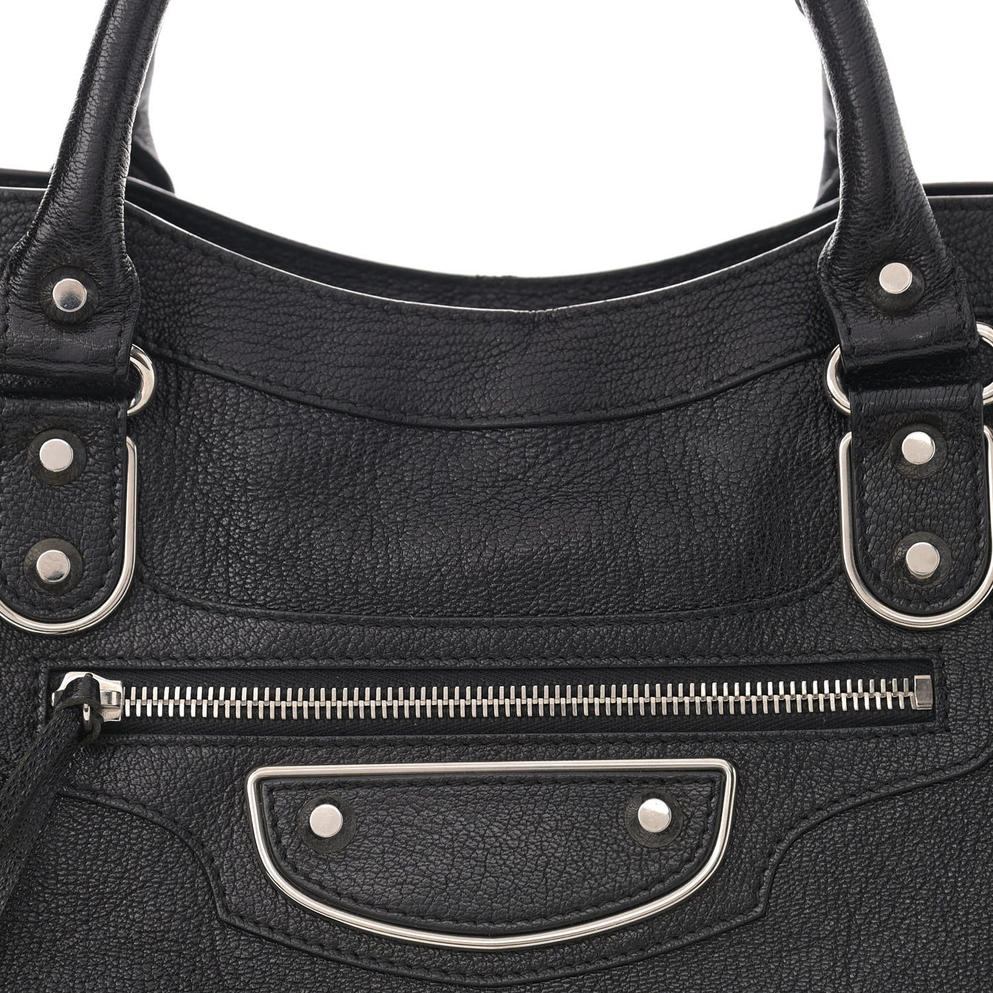 Chevre Silver Metallic Edge Hardware City Black