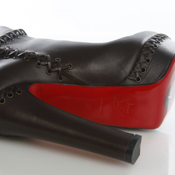 Leather Tres Contente Thigh High Boots 37 Brown