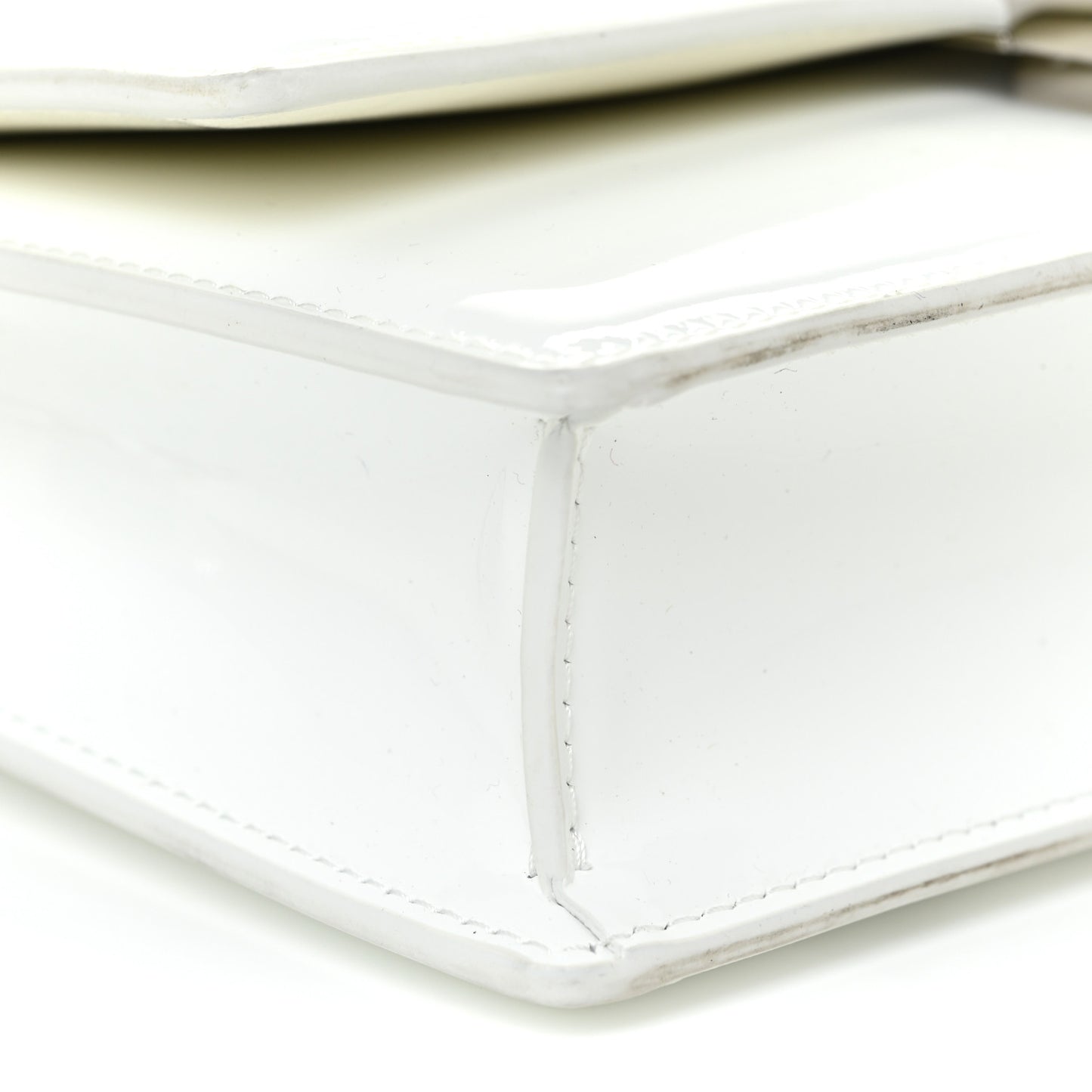 Patent Quilted Small 4G Chain Shoulder Bag White
