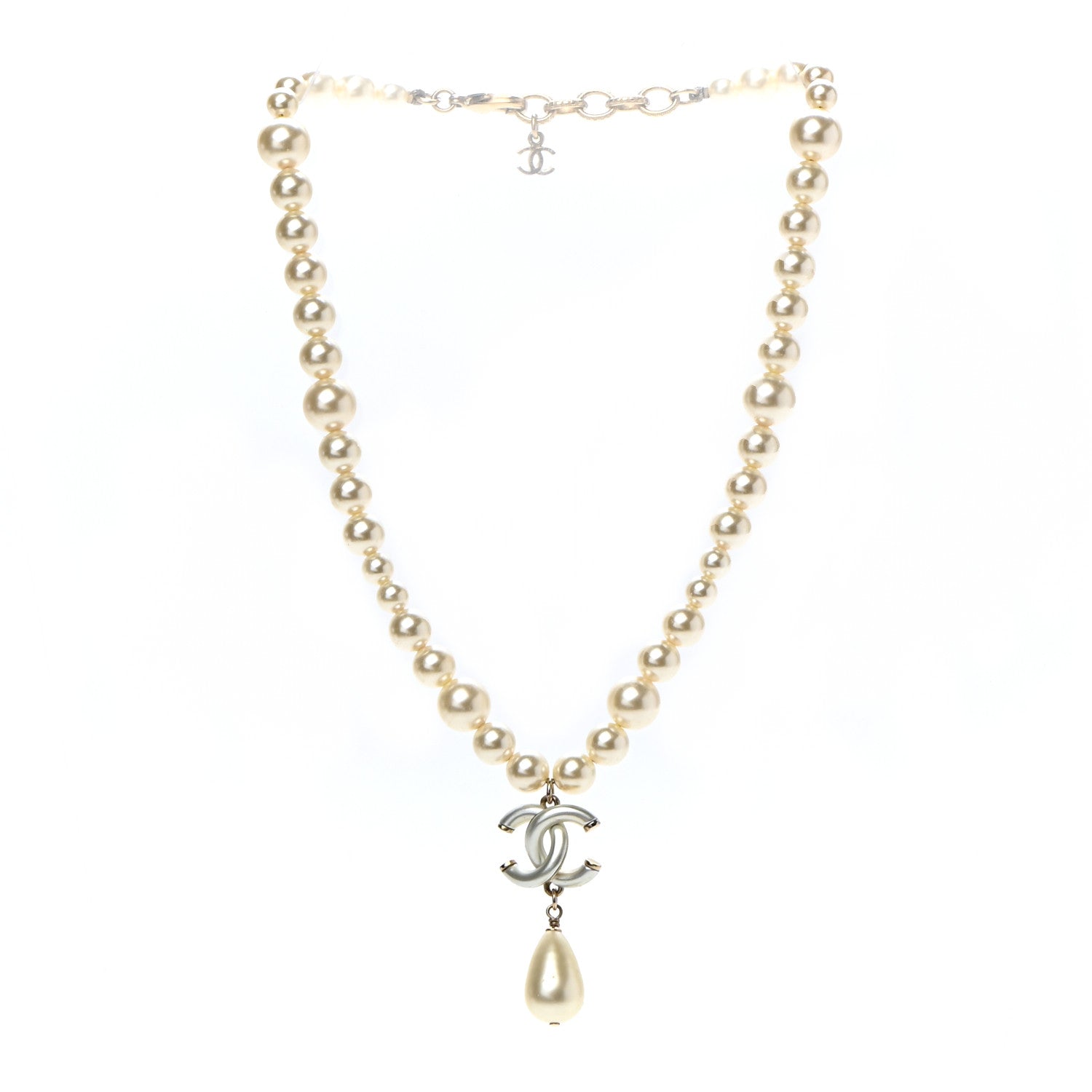 Chanel Pearl CC Drop Necklace Gold 3 of 6