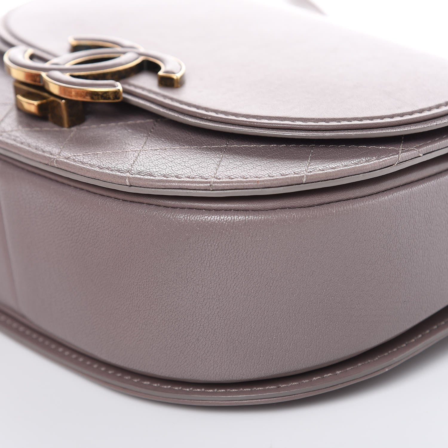 Chanel Shiny Calfskin Goatskin Quilted Small Coco Curve Messenger Flap Grey 9 of 14