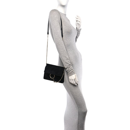 Chloe Calfskin Suede Mini Chain Faye Shoulder Bag Black 2 of 10