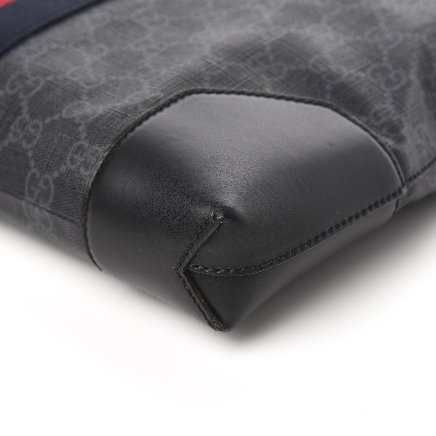 Soft GG Supreme Monogram Appia Calfskin Web East West Messenger Bag Black Grey