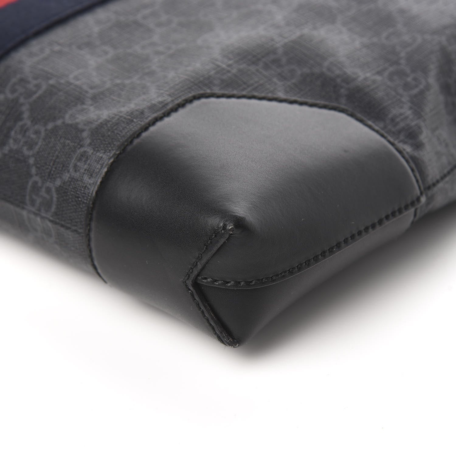 Gucci Soft GG Supreme Monogram Appia Calfskin Web East West Messenger Bag Black Grey 8 of 9