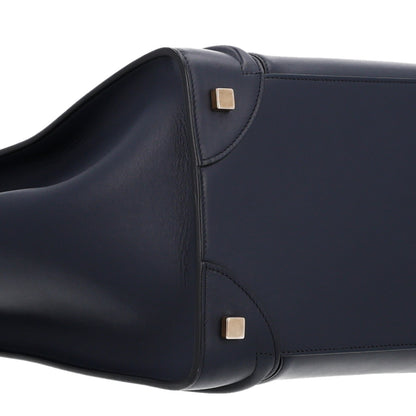 Celine Satin Debossed Calfskin Mini Luggage Navy Blue 9 of 10