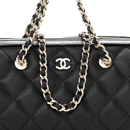 Chanel Caviar Quilted Barrel Clutch With Chain  Black 7 of 12