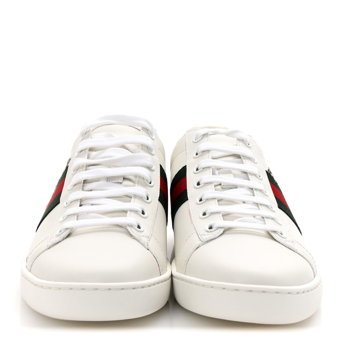 Calfskin Web Embroidered Womens Ace Sneakers 39 White