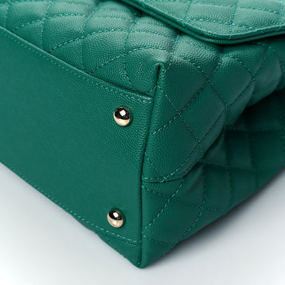 Chanel Caviar Quilted Small Coco Handle Flap Green 10 of 11