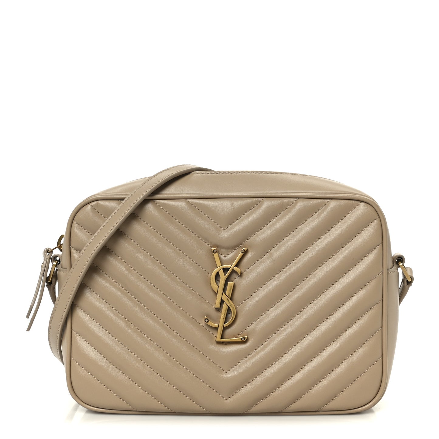 Calfskin Matelasse Monogram Lou Camera Bag Dark Beige